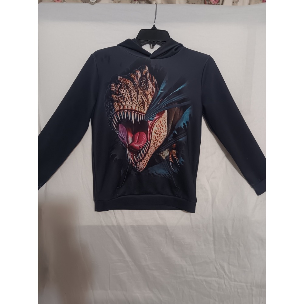 Black T-Rex Dinosaur Graphic Pullover Hoodie 3D Print Sweatshirt Kids Boys